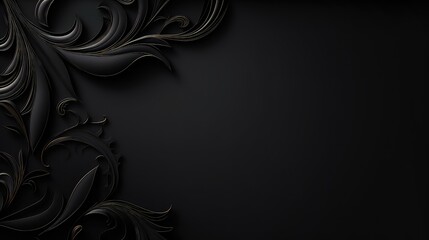 abstract black background with embossed floral ornament
