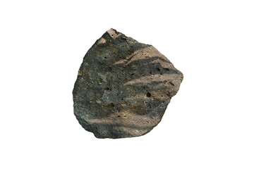 vesicular basalt rock isolated on white background.