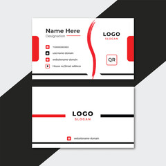 simple caritive business card design with red  color vector