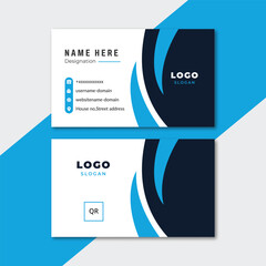 modern business card templet with blue color print ready