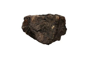 Volcanic ash rock stone isolated on white background. Tuff stone