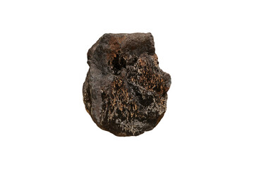 Raw basalt rock stone isolated on white background