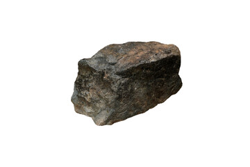 Raw basalt rock stone isolated on white background