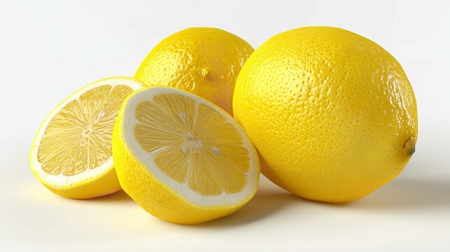 Lemon Set Isolated on White: Whole Fruit Culinary Delight