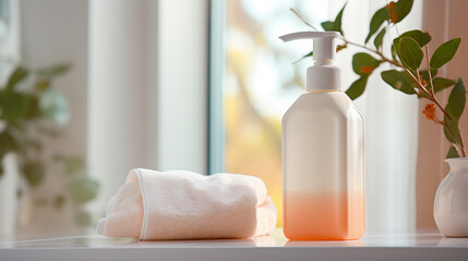Obraz na płótnie Canvas concept of care or spa.soap and towel on a light background