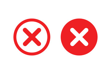 Cross sign element. red x icon circle - obrazy, fototapety, plakaty