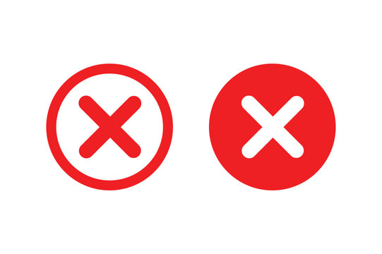 Red X sign symbol, icon, letter x sign, no sign design transparent