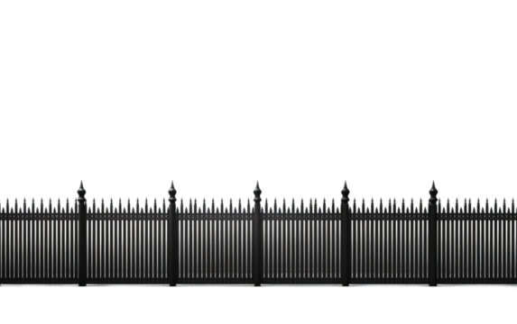 Captivating View of Security Fence in Crystal Clarity on a White or Clear Surface PNG Transparent Background.