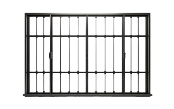 Captivating View of Security Window Bars in Crystal Clarity on a White or Clear Surface PNG Transparent Background.