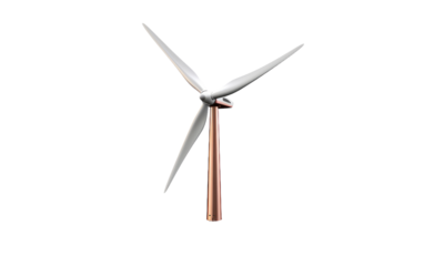 Front View of Vertical Axis Wind Turbine on a White or Clear Surface PNG Transparent Background.