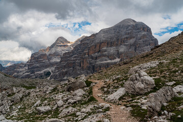Tofana mountain group from Forcella Travenanzes in the Dolomites