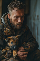 Man Embraces Adorable Puppy in Heartwarming Moment