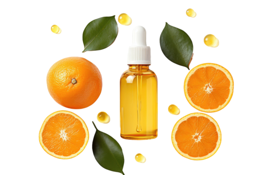 Captures the Essence of Vitamin C Serum for Winter Skin on a White or Clear Surface PNG Transparent Background.