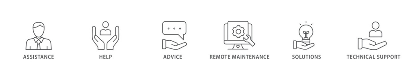 IT Expert banner web icon vector illustration concept with icon of assistance, help, advice, remote maintenance, solutions and technical support
