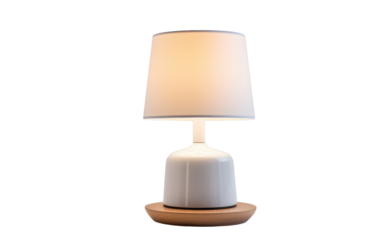 A Detailed Look at the Smart Features of an AI Powered Bedside Lamp on a White or Clear Surface PNG Transparent Background.