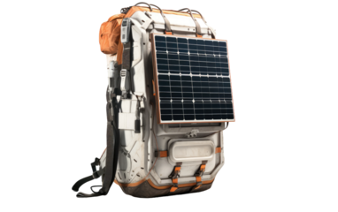 A Futuristic Glimpse of an Astronaut Backpack with Solar Panel on a White or Clear Surface PNG Transparent Background.