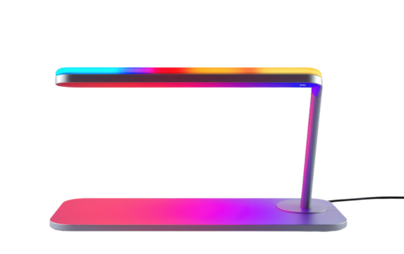 Unveiling the Technological Marvel of App Controlled RGB Desk Lamp on a White or Clear Surface PNG Transparent Background.