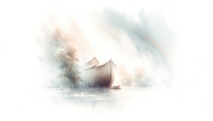 Noah's Ark. The Flood. Old Testament. Watercolor Biblical Illustration - obrazy, fototapety, plakaty