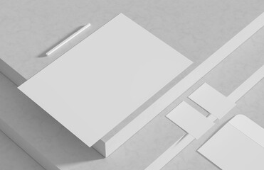 Corporate identity stationery mock up isolated on modern style white background. Mock up for...