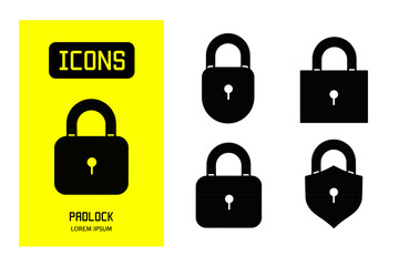 Set of flat icons of padlock. Vector design for business and stock.