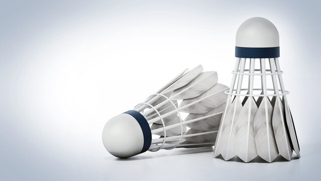 Badminton shuttlecocks isolated on white background. 3D illustration