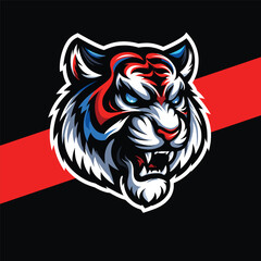 tiger head gaming logo vector illustration design | Tiger gaming mascot logo | tiger face logo | esports gaming logo