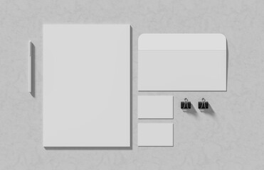 Corporate identity stationery mock up isolated on modern style white background. Mock up for branding identity. 3D illustration - 700955166