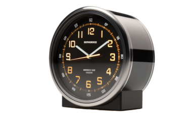 Isolated Interactive Projection Clock Shines Bright on a White or Clear Surface PNG Transparent Background.