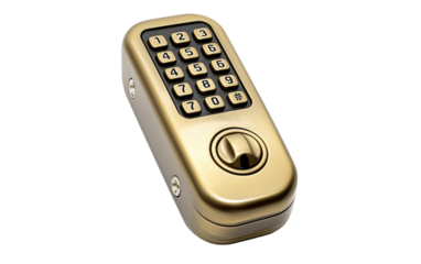 Isolated View of Keypad Door Lock on a White or Clear Surface PNG Transparent Background.