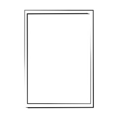 Grunge frame shape icon, vertical rectangle decorative vintage border doodle element for simple banner design in vector illustration
