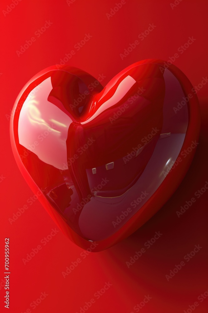 Poster a red heart shaped object on a red background. can be used for love-themed designs