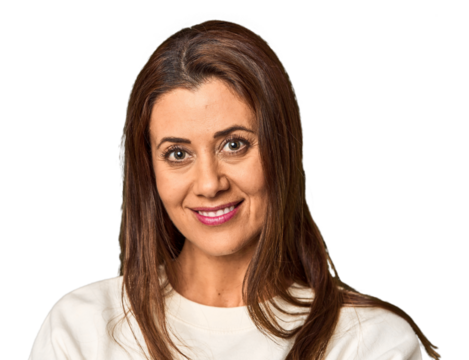 Close-up of smiling middle-aged Caucasian woman