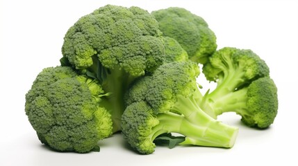 Healthy diet. Vegetables. Fresh green broccoli on white background. Isolated