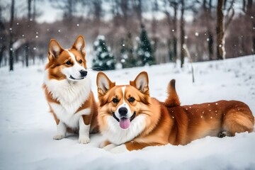 dogs in snow