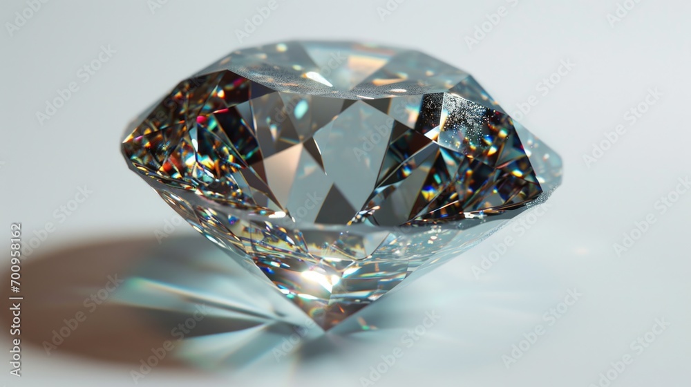 Aufkleber a close-up view of a sparkling diamond resting on a pristine white surface. perfect for jewelry enth