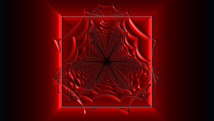 creative abstraction art-deco style in red and crimson on black background