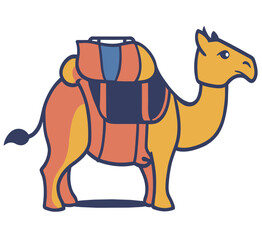 cartoon camel with saddle vector