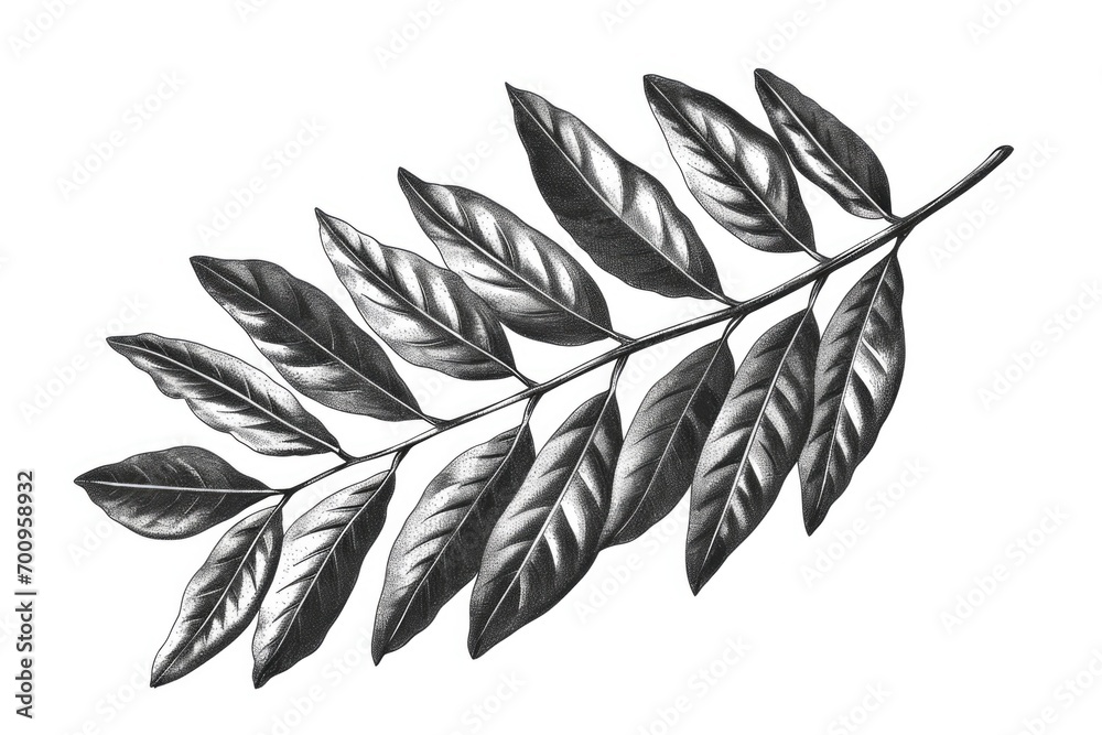 Poster a black and white drawing of a leaf. suitable for various artistic projects