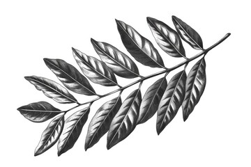 A black and white drawing of a leaf. Suitable for various artistic projects