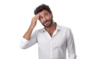 Capturing the Genuine Emotion of a Man in a Moment of Respite on White or PNG Transparent Background.