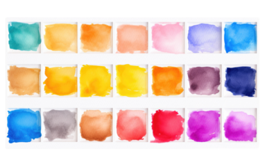 Capturing the Essence of Isolated Watercolor Paint Set on a White or Clear Surface PNG Transparent Background.