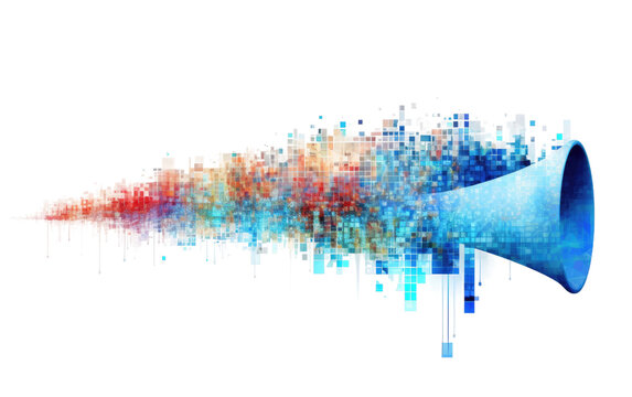 Voice-Activated Digital Art Projection on a White or Clear Surface PNG Transparent Background.