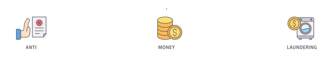 Aml banner web icon vector illustration concept of anti money laundering with icon of bank, income, security, washing