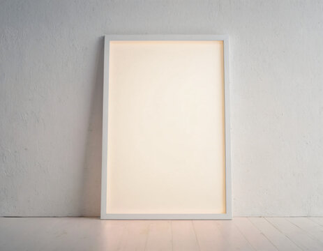 blank photo frame on wall, empty white room, empty room with white wall, empty white room with white wall