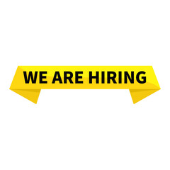 We Are Hiring In Yellow Ribbon Rectangle Shape For Recruitment Member Promotion Business Marketing Social Media Information
