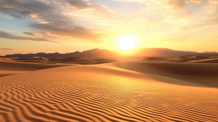 Fototapeta na wymiar Golden Tranquility, A Desert Sunset Panorama