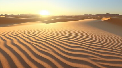 Golden Horizon, A Glimpse of Digital Dunes at Sunset