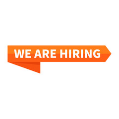 We Are Hiring In Orange Rectangle Ribbon Shape For Recruitment Member Promotion Business Marketing Social Media Information
