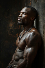 Fototapeta na wymiar Portrait of a Young, Attractive, Muscular Black Man