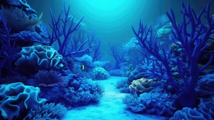 Fototapeta na wymiar Electric Blue Haven, A Mesmerizing View of the Coral Reef